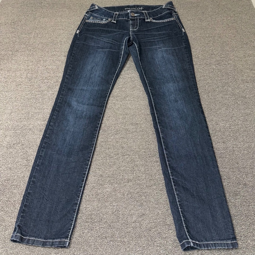 Maurices Low Rise Straight Leg Jeans Dark Wash Size Medium Boho Y2K Western